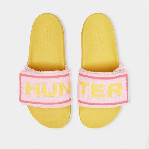 Hunter Original Terry Towelling Logo Adjustable Slides (B947J) Ireland